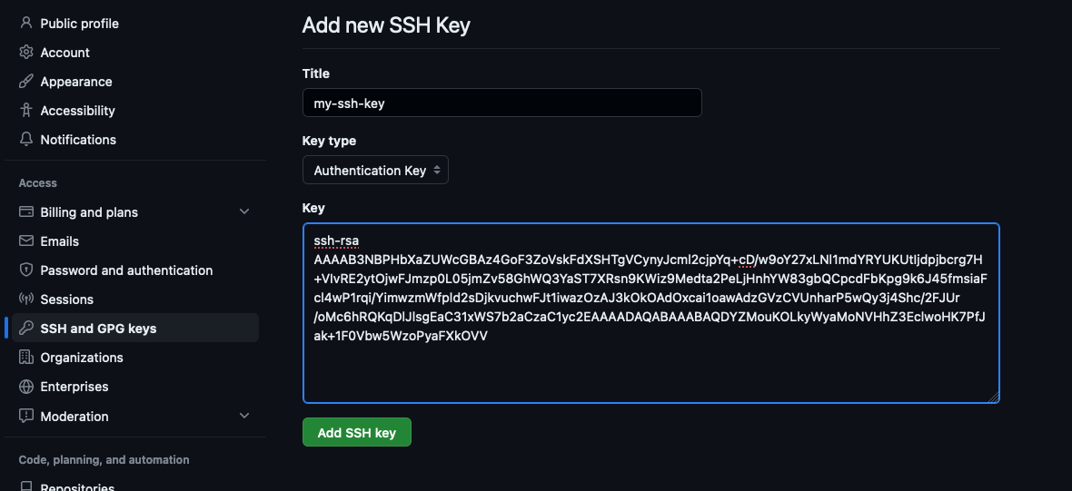 add new ssh key