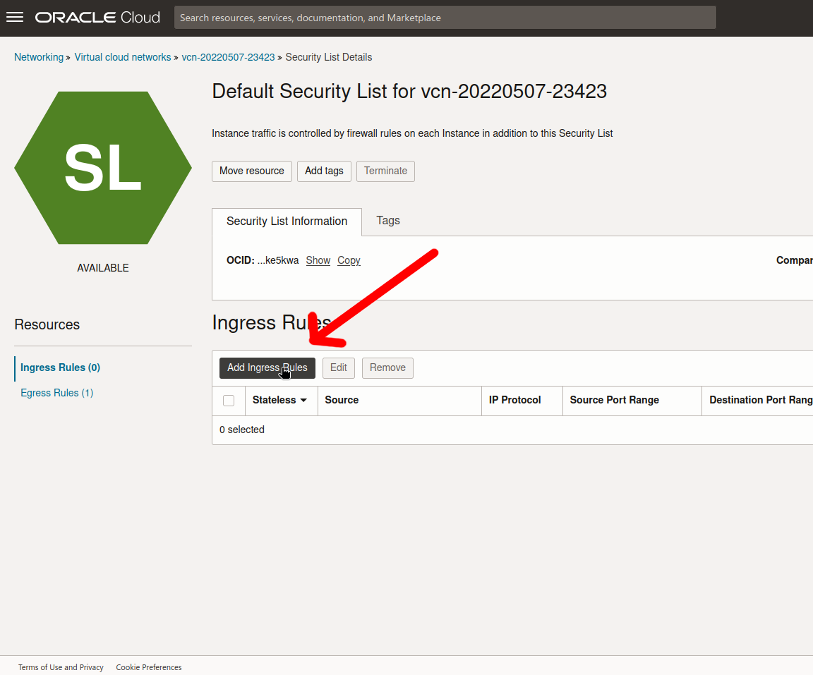 oracloud add ingress